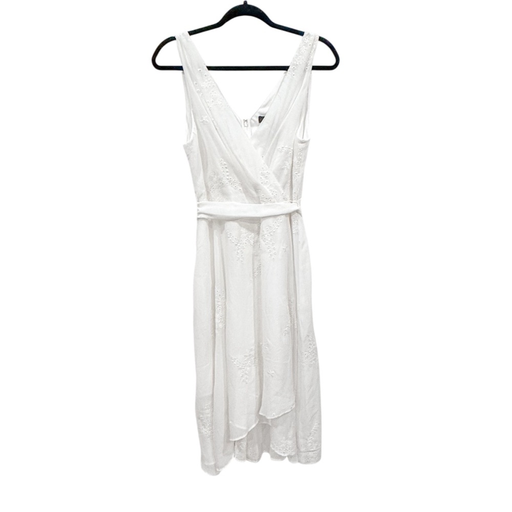 NWT DKNY Ivy White Eyelet Sleeveless High Low Wrap Style Dress Size 10